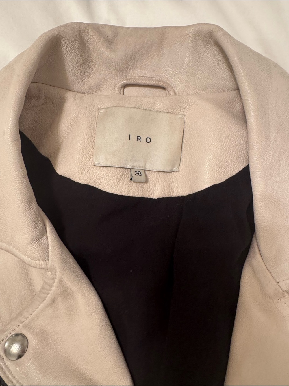 IRO Beige Leather Moto Jacket with Silver Hardware - Picture 2 of 4